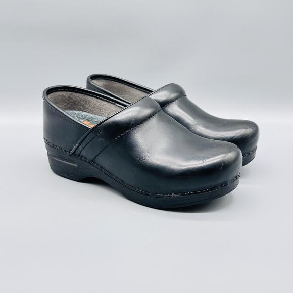 Dansko Shoes Women 6 Black Leather XP Professional Nursing Clogs Slip On Comfort - Picture 2 of 12